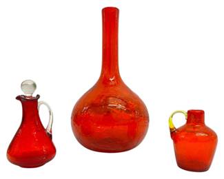 Assortment of Red Crackle Glass