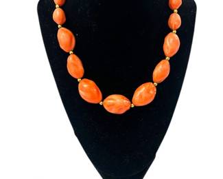Coral Colored Beaded Jewelry Set
