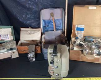 Vintage 1950s 8mm Movie Camera, Projector  Tape Recorder