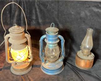 Dietz Brand 8 Air Pilot Oil Lantern, And Two Others