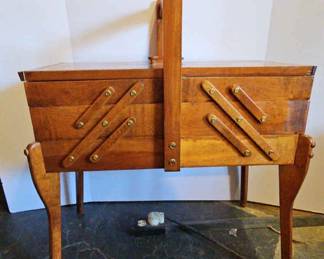 VTG Folding Wooden Sewing Cabinet