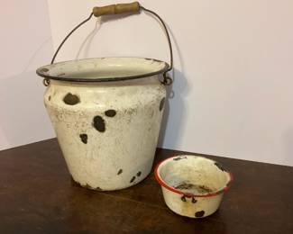 VTG White Enamel Creamer Can Cup