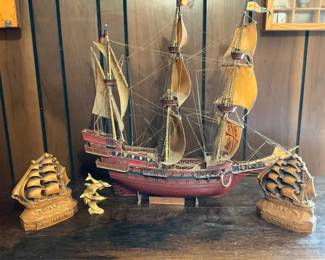 Model Ship, Ship Bookends Dolphins