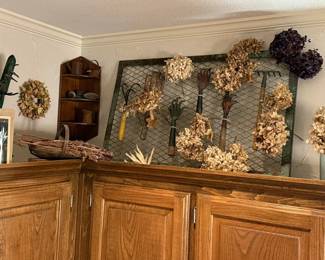 Vintage and antique garden tools and screen.