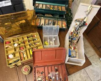 Antique and vintage fishing tackle boxes and collectable lures
