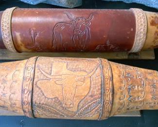 Leather detail on longhorn mounts