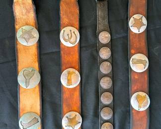 Leather belts with western decor