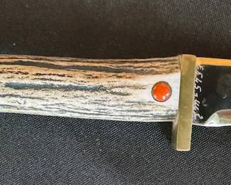 Handcrafted knife with antler handle