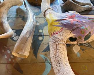 Handmade furniture + cow skulls + horns