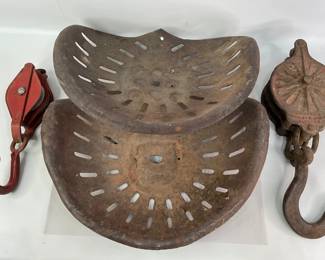Antique Tractor Seats, Pulleys