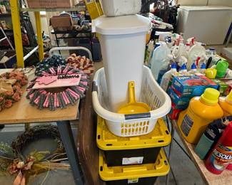 Totes, Laundry Basket, garbage cans! 