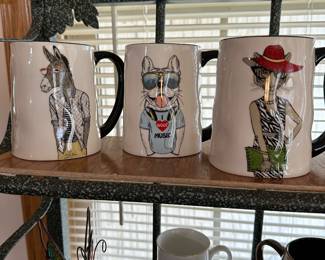 Love this set of six character mugs! Animals dressed as haughty hip characters! 