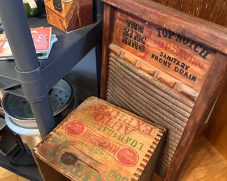 Nice wooden crate and washboard! 