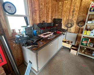 The counters are all on wheels and are TOO for sale! This one is filled with ORIGINAL CRAFTSMEN TOOLS and some nice vintage tools too! 