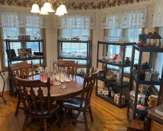 Dining room has FIVE shelf units filled with great vintage and usable items! 