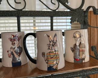 Love this set of six character mugs! Animals dressed as haughty hip characters! 