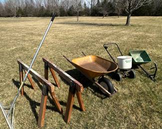 The yard is filled! Lawn implements, garden tools etc…