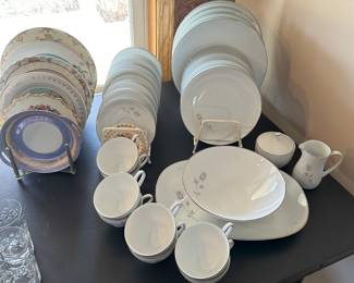 On the left are assorted vintage porcelain plates etc…on the right is a set of Noritake China! 