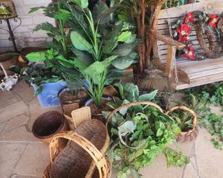 So many silk plants and baskets galore!