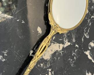 Lot 39 | 24K Gold Plated Handled Vintage Vanity Mirror
