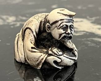 Lot 48 | Hand Carved Old Man Japanese Netsuke Toggle
