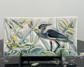 Lot 5 | Cindy Searles Blue Heron Artist Pottery Tile
