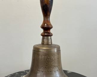 Lot 38 | HUGE Brass Titanic 1912 London Bell w Wood Handle
