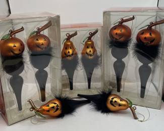 Lot 195 | Maribou & Blown Glass Halloween Ornaments
