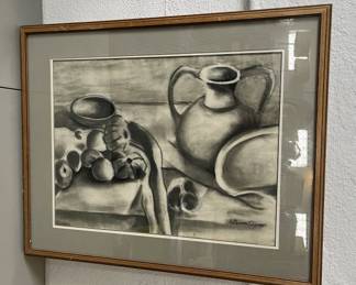 Lot 316 | laQueena C Owens Charcoal on Paper Still Life Art
