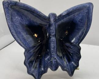 Lot 222 | 1970s Butterfly Pottery Ashtray Blue Glaze
