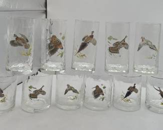 Lot 232 | 1970s Birds Motif Highball & Tumbler Glasses
