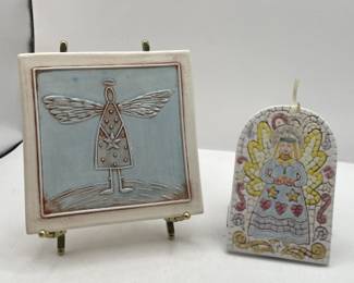 Lot 200 | Angel Pottery Wall Art Tiles Tile Wall Hanging
