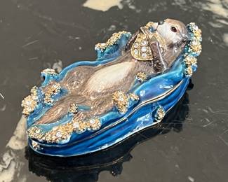Lot 45 | Sea Otter Enameled Jeweled Trinket Box

