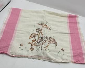 Lot 196 | Embroidered Mushroom Vintage Tea Towel Linen
