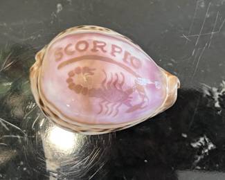 Lot 12 | Vintage Scorpio Carved Tiger Cowrie Shell Zodiac
