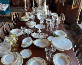 Dining Table, China,  Brass Candle Sticks