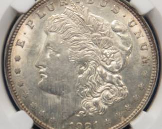 Lot 330. 1921 P Morgan BU silver dollar with a VAM (Van Allen & Mallis) error as noted