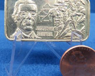 Lot 189. Joseph W Stilwell Commemorative Sterling silver ingot 44 grams
