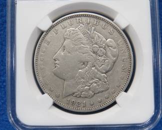 Lot 334. 1921 D Morgan silver dollar with a VAM (Van Allen & Mallis) error as noted