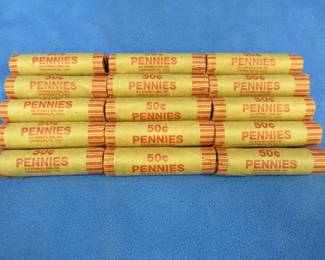 Lot 192. 15 rolls of 50 wheat pennies (750) total). 