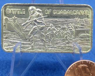 Lot 188. Battle of Guadalcanal Commemorative Sterling silver ingot 45 grams