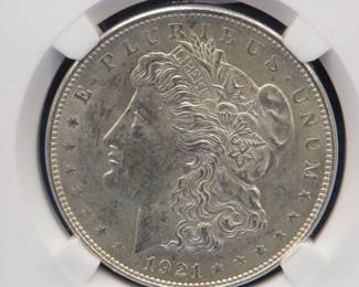 Lot 271. 1921 D Morgan BU silver dollar with a VAM (Van Allen & Mallis) error as noted