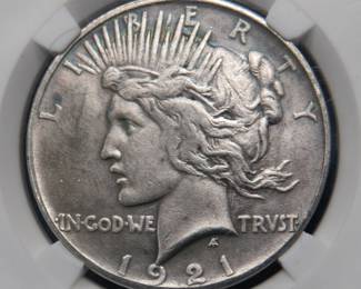Lot 149. 1921 P Peace silver dollar. Rare date.