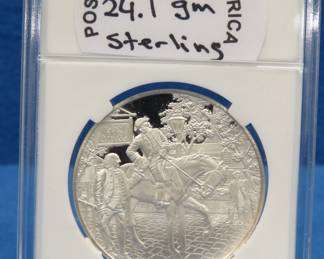 Lot 224. 1976 Postmasters of America Paul Revere Sterling Silver round 24 grams