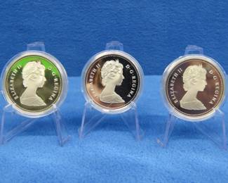 Lot 182. Three 1984 Canadian Proof Silver Dollar each coin has 11.5 grams of fine silver