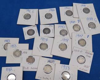Lot 34. 22 Barber and Mercury dimes