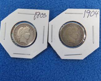 Lot 41. 1903 and 1904 Barber Dimes