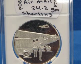 Lot 228. 1976 Postmasters of America Airmail Sterling Silver round 24 grams