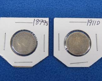 Lot 38. 1899 S and 1911 D Barber Dimes
