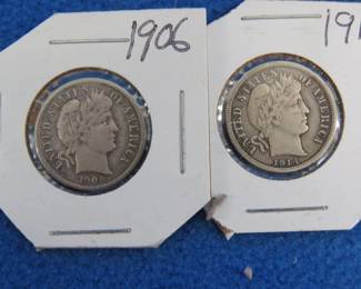 Lot 44. (1) 1906 and (1)1915 Barber Dimes